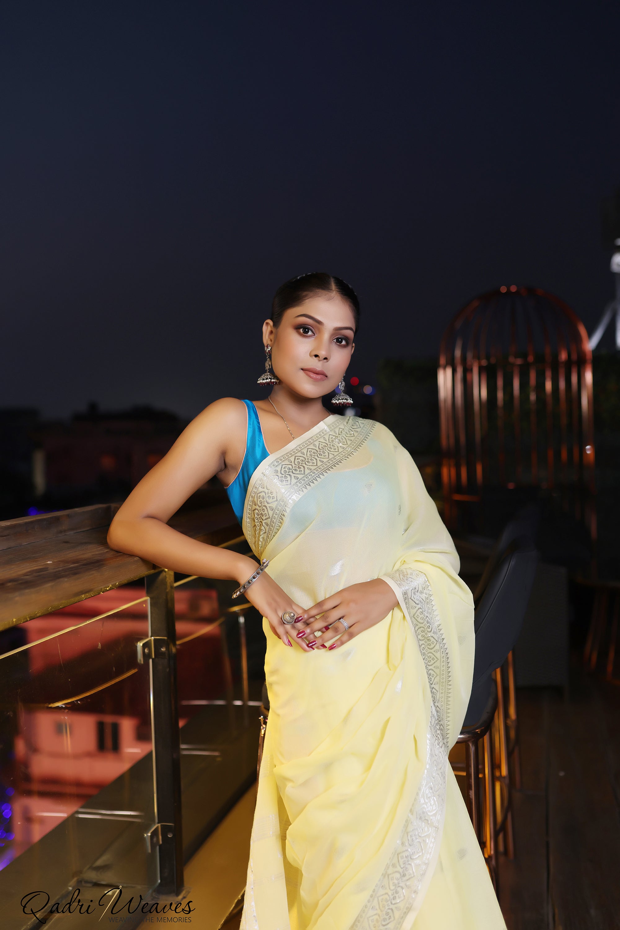 Handloom Lemon Yellow Premium Cotton with Silver Zari Work Saree