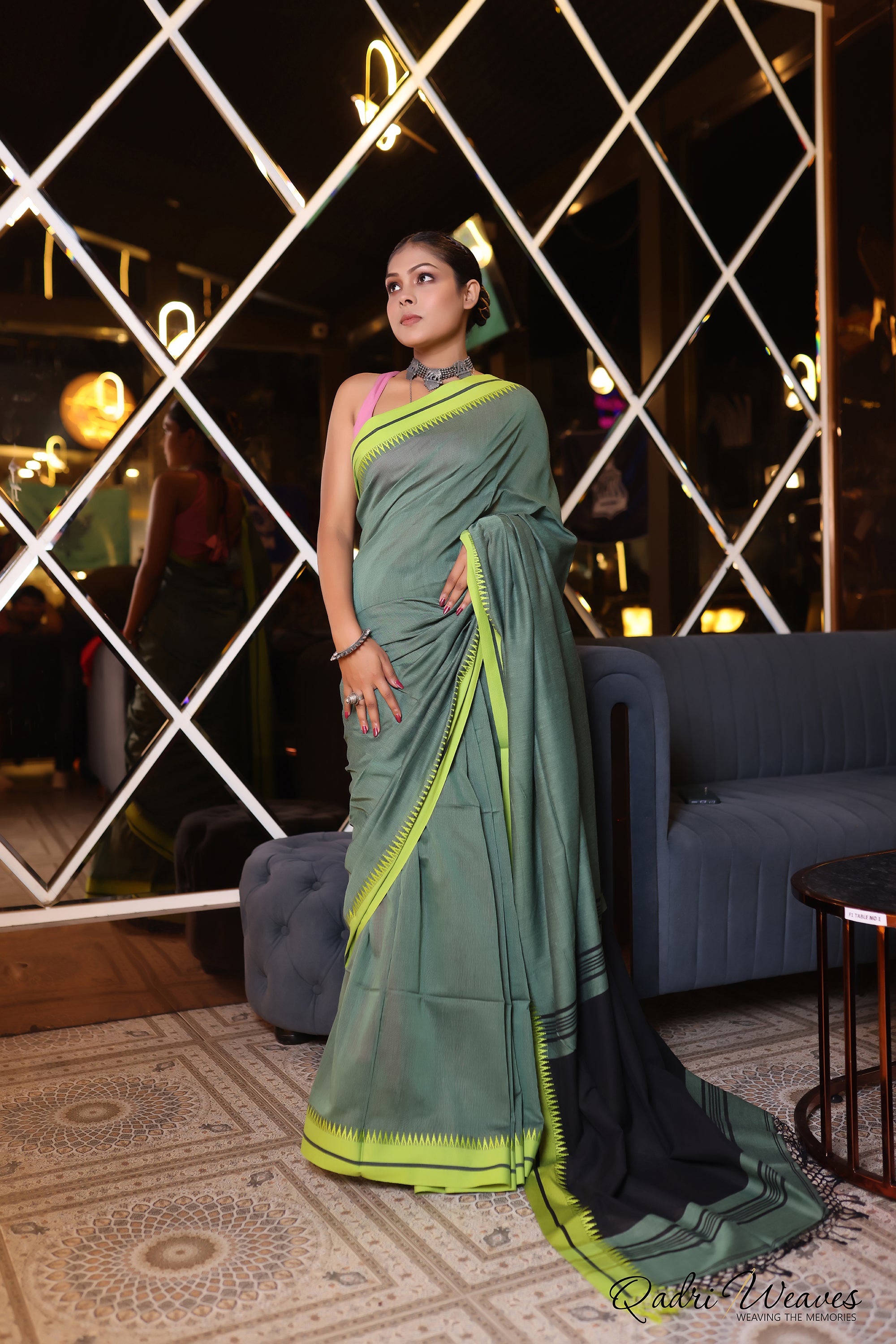 Handloom Hunter Green Premium Cotton Saree