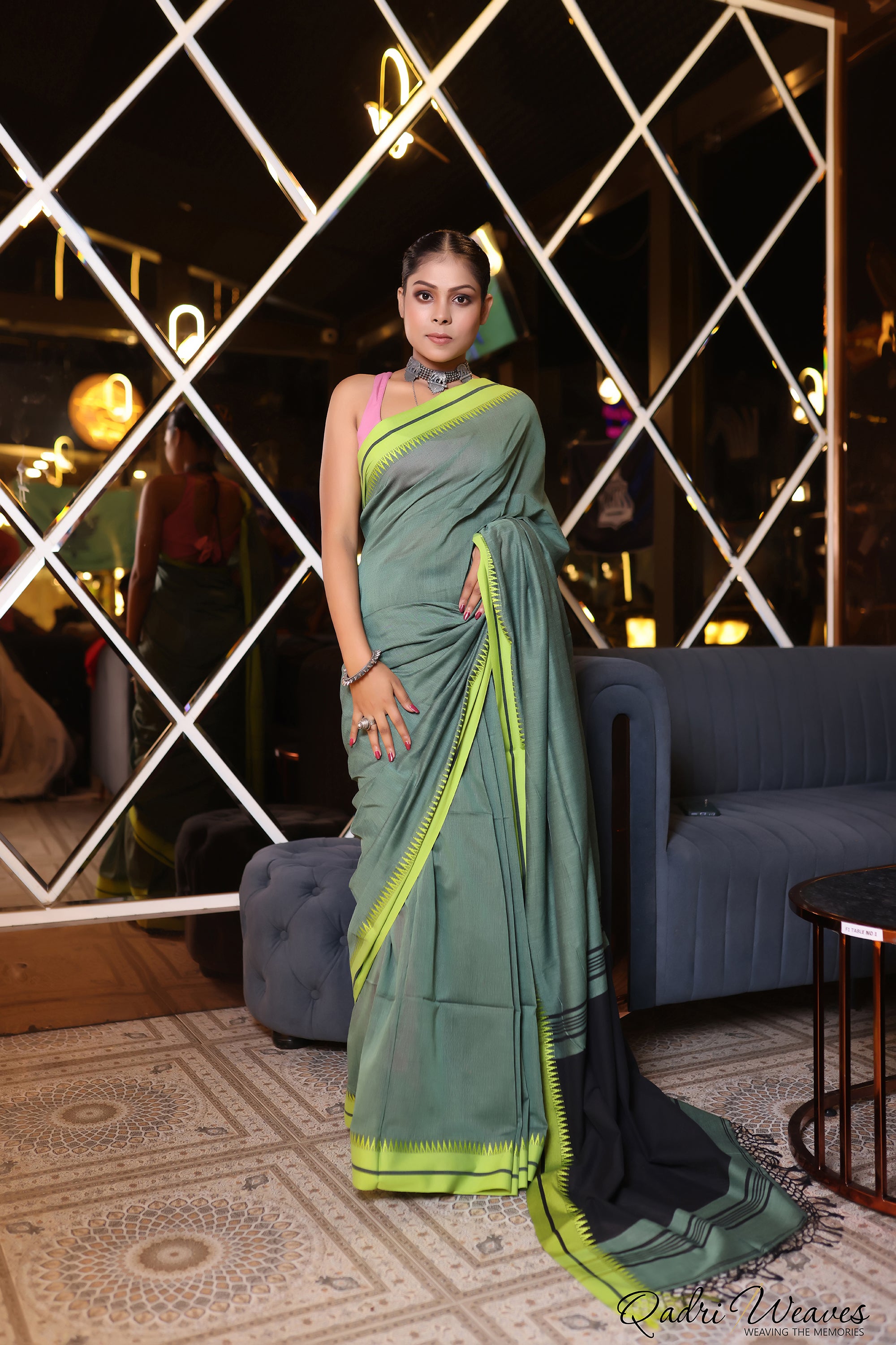 Handloom Hunter Green Premium Cotton Saree