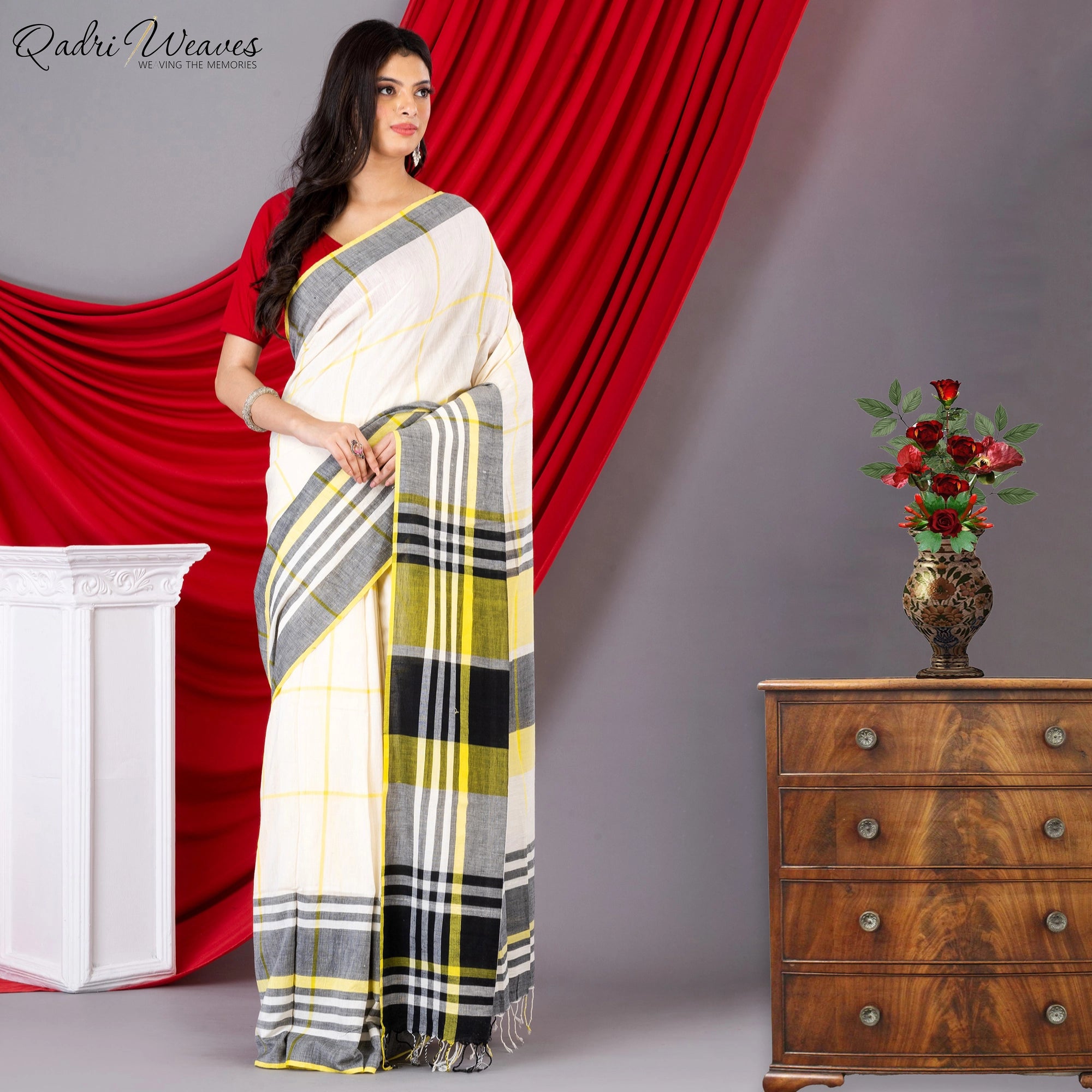 Khadi check sale saree